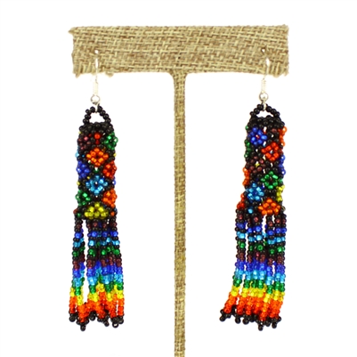 Zulu Earrings - #118 Rainbow and Black