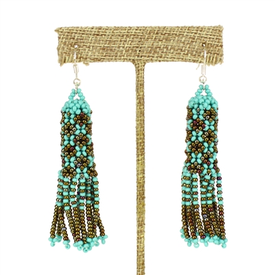 Zulu Earrings - #131 Turquoise and Bronze