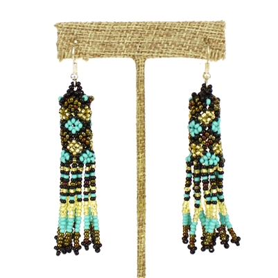 Zulu Earrings - #132 Turquoise and Gold