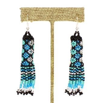 Zulu Earrings - #135 Turquoise and Crystal