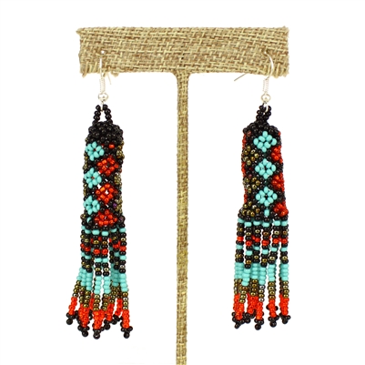 Zulu Earrings - #138 Turquoise and Red