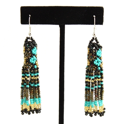 Zulu Earrings - #139 Turquoise, Bronze, Black