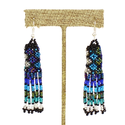 Zulu Earrings - #170 Blue and Crystal