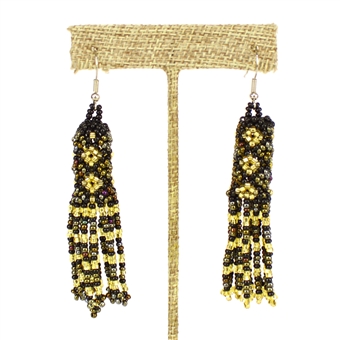 Zulu Earrings - #370 Bronze, Gold, Black