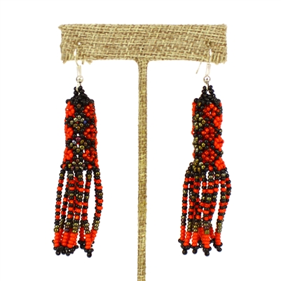 Zulu Earrings - #403 Red and Bronze