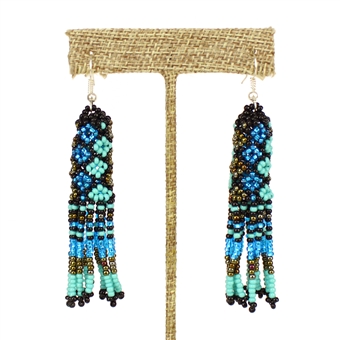 Zulu Earrings - #463 Turquoise, Bronze, Blue