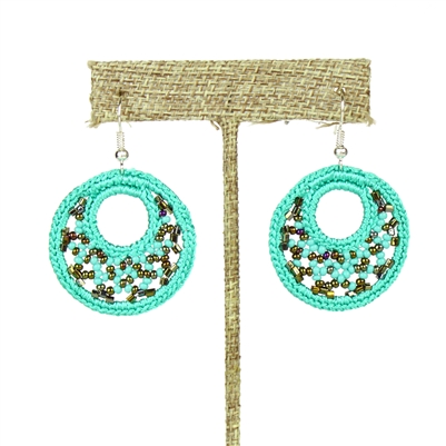 Woven Earrings, Small - #131 Turquoise and Bronze