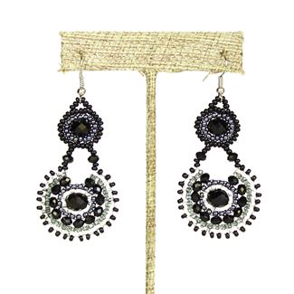 Crystal Canasta Earrings - #102 Black and Crystal