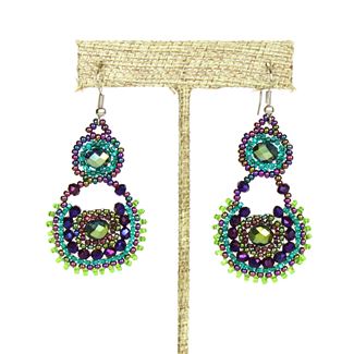 Crystal Canasta Earrings - #105 Purple and Green