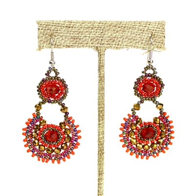 Crystal Canasta Earrings - #111 Red Garnet
