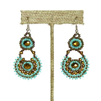 Crystal Canasta Earrings - #131 Turquoise and Bronze