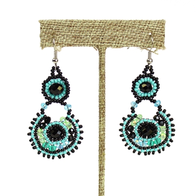 Crystal Canasta Earrings - #133 Turquoise and Black