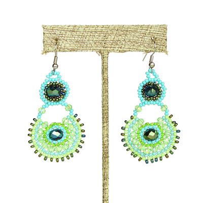 Crystal Canasta Earrings - #134 Turquoise and Lime