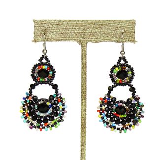 Crystal Canasta Earrings - #151 Black and Multi