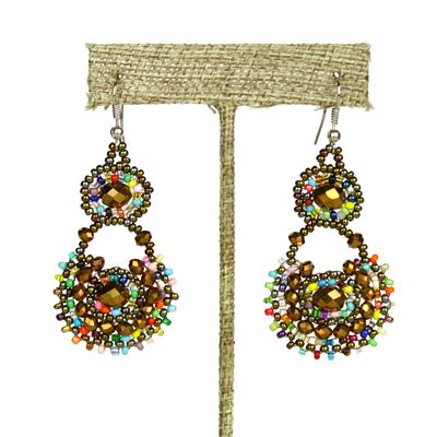 Crystal Canasta Earrings - #152 Bronze and Multi