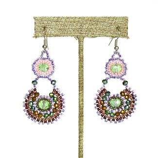 Crystal Canasta Earrings - #242 Pink, Purple, Green