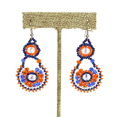 Crystal Canasta Earrings - #519 Orange and Blue