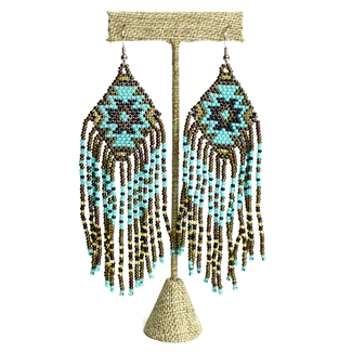 Linda Earring - #131 Turquoise and Bronze