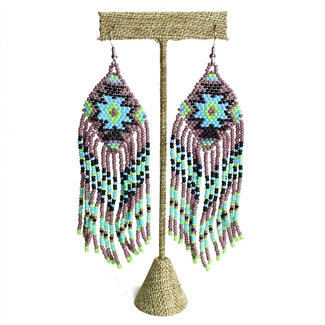 Linda Earring - #137 Turquoise and Purple