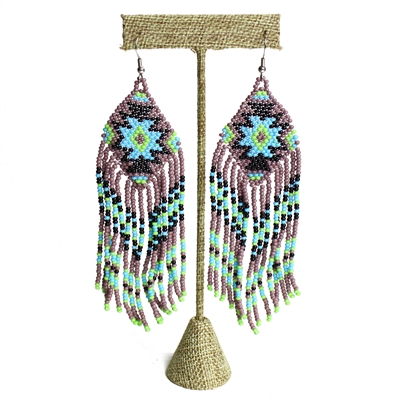 Linda Earring - #137 Turquoise and Purple