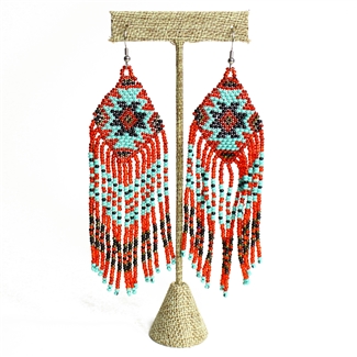 Linda Earring - #138 Turquoise and Red