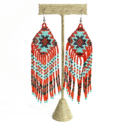 Linda Earring - #138 Turquoise and Red