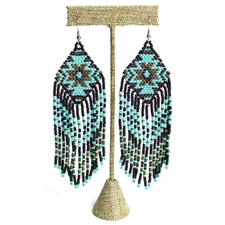 Linda Earring - #139 Turquoise, Black, Bronze