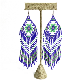 Linda Earring - #527 Blue, White, Green