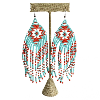 Linda Earring - #558 Turquoise, Red, White