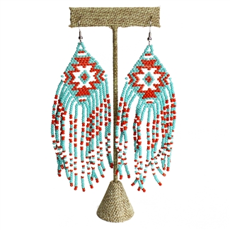 Linda Earring - #558 Turquoise, Red, White