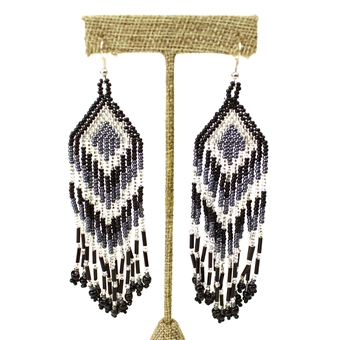 Forever Fringe Earring - #102 Black and Crystal