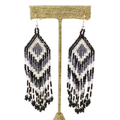 Forever Fringe Earring - #102 Black and Crystal