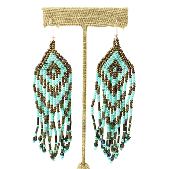 Forever Fringe Earring - #131 Turquoise and Bronze