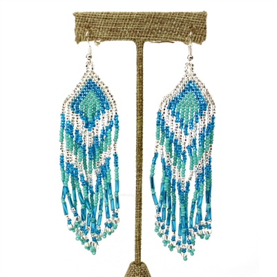 Forever Fringe Earring - #135 Turquoise and Crystal