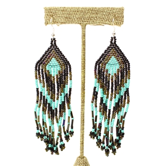 Forever Fringe Earring - #139 Turquoise, Black, Bronze