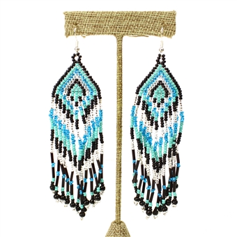 Forever Fringe Earring - #144 Turquoise, Crystal, Black