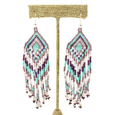 Forever Fringe Earring - #145 Turquoise, Purple, Crystal