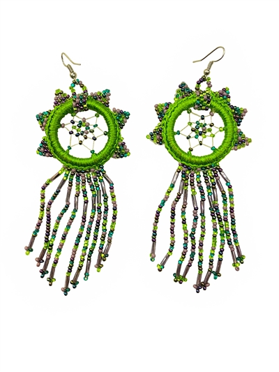 Dream Catcher Earring - #105 Purple and Green