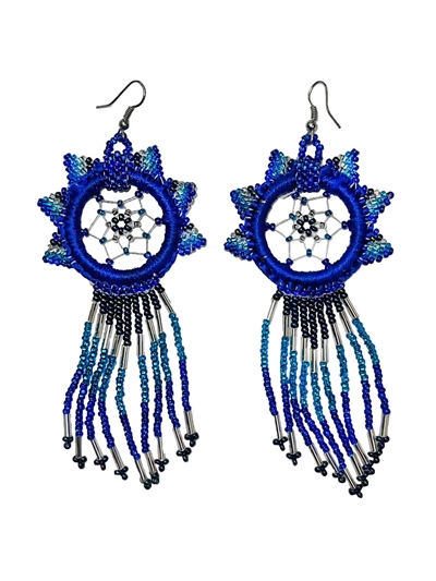 Dream Catcher Earring - #506 Blue Iris and Crystal