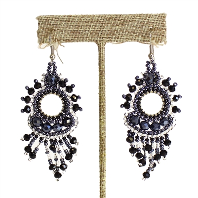 Sol Earring - #102 Black and Crystal