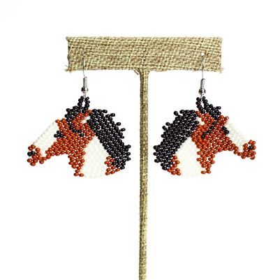 Horse Earring - Brown and White