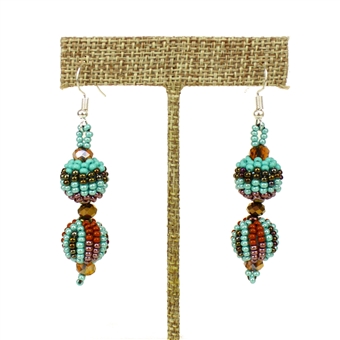 Small Fiesta Earrings - #131 Turquoise and Bronze