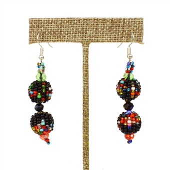 Small Fiesta Earrings - #151 Black and Multi