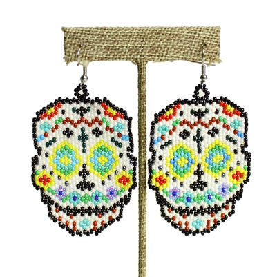 Day of the Dead Earrings, Large (1.75" x 2.5" Beading)