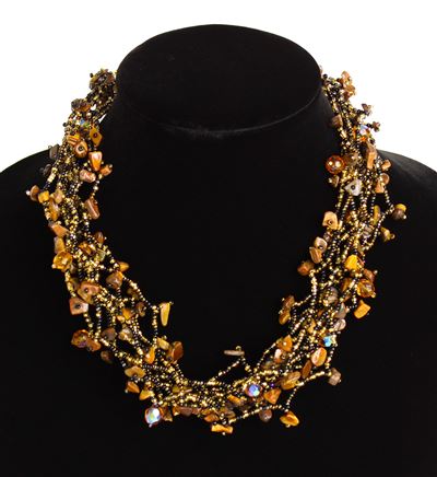 Full of Goodies Necklace, 19" - #104 Black and Gold
