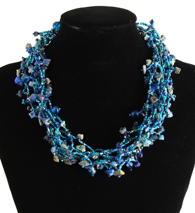 Full of Goodies Necklace, 19" - #108 Blue, Magnetic Clasp!