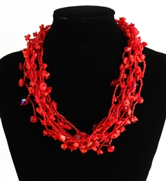 Full of Goodies Necklace, 19" - #110 Red Coral, Magnetic Clasp!