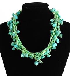 Full of Goodies Necklace, 19" - #134 Turquoise and Lime, Magnetic Clasp!