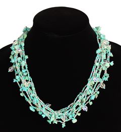 Full of Goodies Necklace, 19" - #135 Turquoise and Crystal