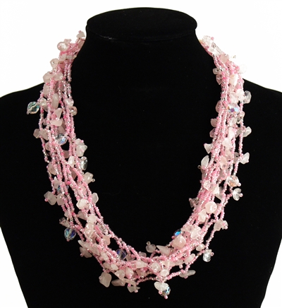 Full of Goodies Necklace, 19" - #164 Pink, Magnetic Clasp!